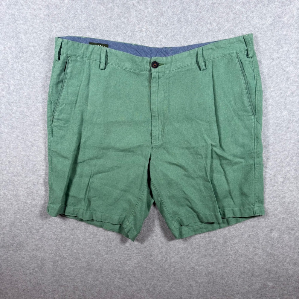 Orvis Mens Green 100% Linen Flat Front Casual Shorts Size 42 Preppy Coastal